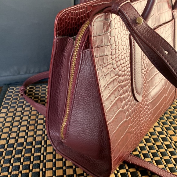 Radley London Burgundy Croc Embossed Cross Body Purse Bad Satchel EUC - Picture 11 of 16
